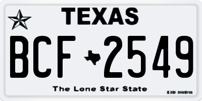 TX license plate BCF2549