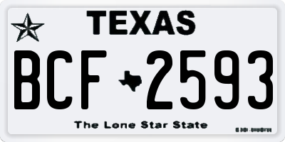 TX license plate BCF2593