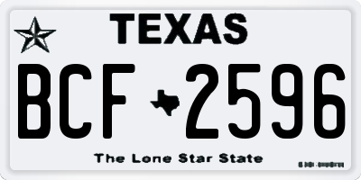 TX license plate BCF2596