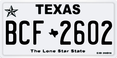 TX license plate BCF2602