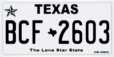 TX license plate BCF2603