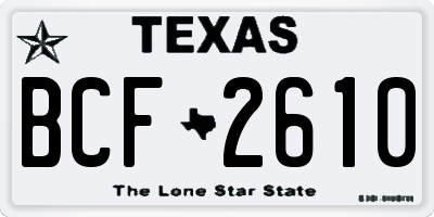 TX license plate BCF2610