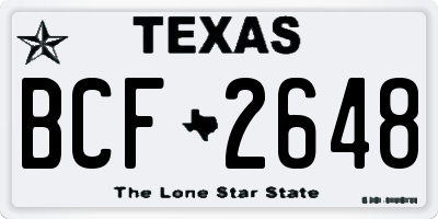 TX license plate BCF2648
