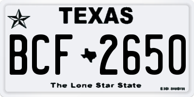 TX license plate BCF2650