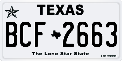 TX license plate BCF2663