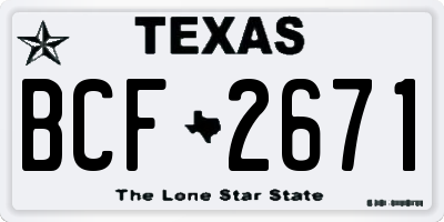 TX license plate BCF2671