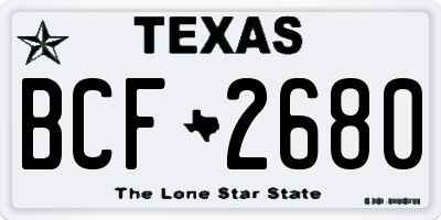 TX license plate BCF2680