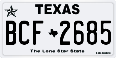 TX license plate BCF2685
