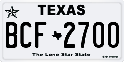 TX license plate BCF2700