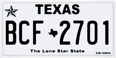 TX license plate BCF2701