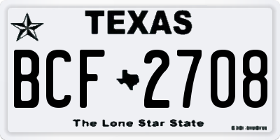 TX license plate BCF2708