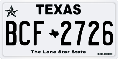 TX license plate BCF2726