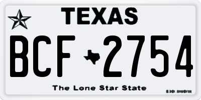 TX license plate BCF2754
