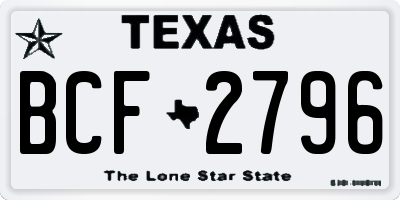 TX license plate BCF2796