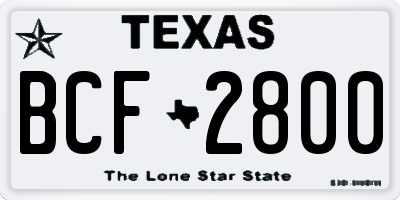 TX license plate BCF2800