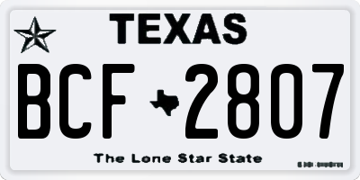 TX license plate BCF2807