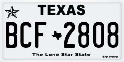 TX license plate BCF2808