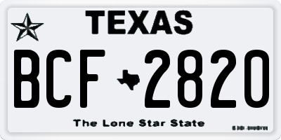 TX license plate BCF2820