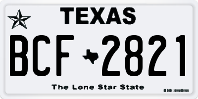 TX license plate BCF2821