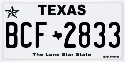 TX license plate BCF2833