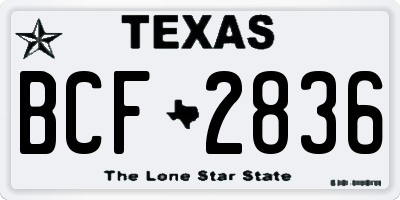 TX license plate BCF2836