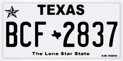 TX license plate BCF2837