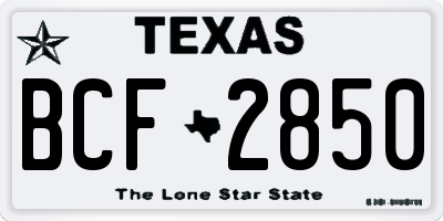 TX license plate BCF2850