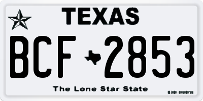 TX license plate BCF2853