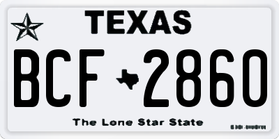 TX license plate BCF2860