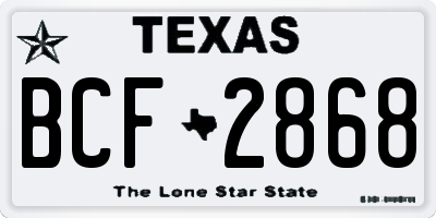 TX license plate BCF2868