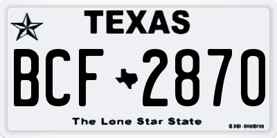 TX license plate BCF2870