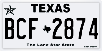 TX license plate BCF2874