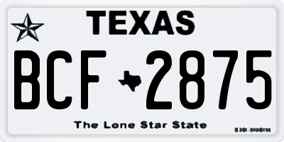TX license plate BCF2875