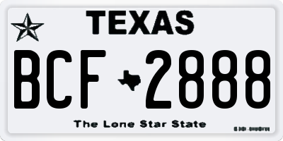 TX license plate BCF2888
