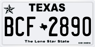 TX license plate BCF2890