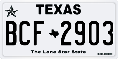 TX license plate BCF2903