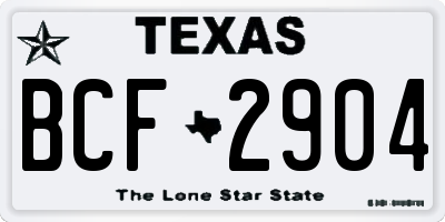TX license plate BCF2904