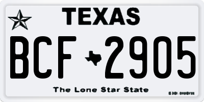 TX license plate BCF2905