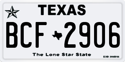 TX license plate BCF2906