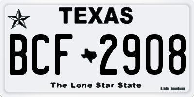 TX license plate BCF2908