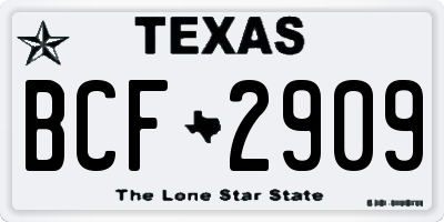 TX license plate BCF2909