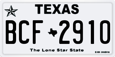 TX license plate BCF2910
