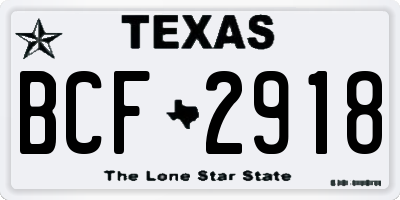 TX license plate BCF2918