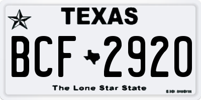 TX license plate BCF2920