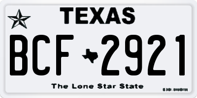 TX license plate BCF2921