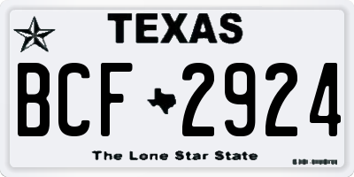 TX license plate BCF2924