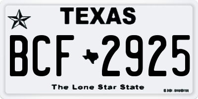 TX license plate BCF2925
