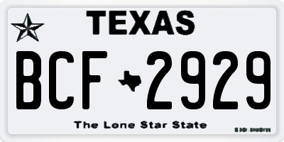 TX license plate BCF2929