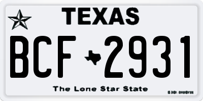 TX license plate BCF2931