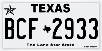 TX license plate BCF2933
